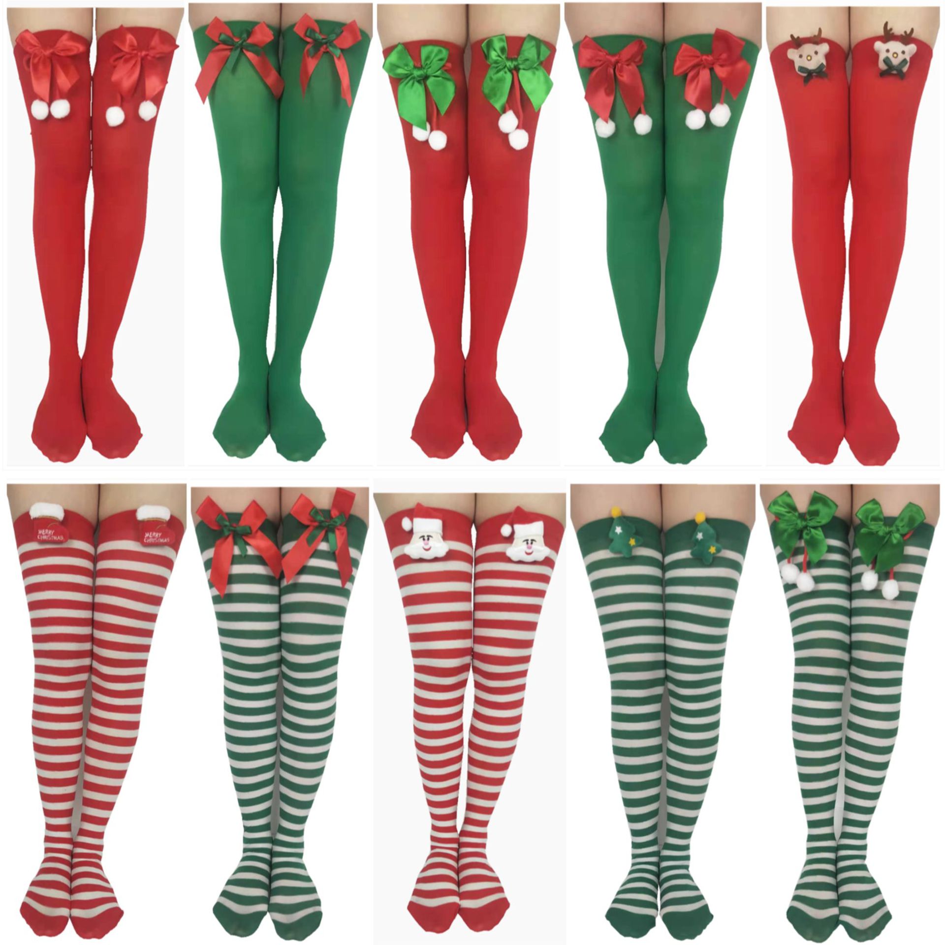 Women's Sweet Stripe Solid Color Polyester Rib-knit Over The Knee Socks 2 Pieces display picture 1