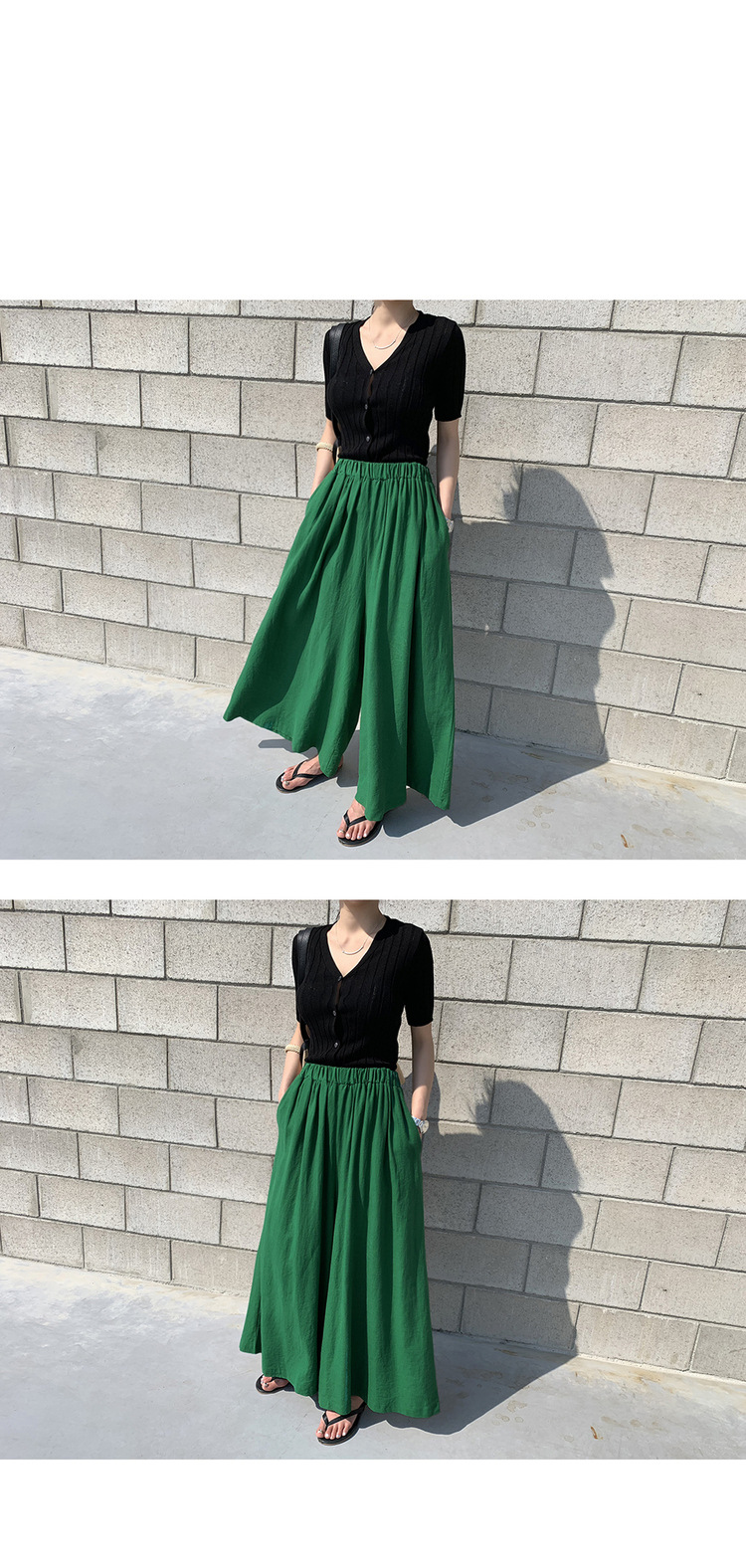 Solid Color Linen Wide-Leg Pants NSYF59327