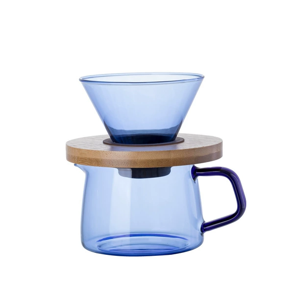 Glossy blue coffee pot, set, 300 ml