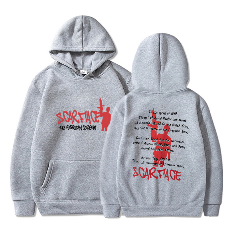 Foreign Trade Movie Scarface Scarface Printed Sweater Autumn and Winter fleece-lined Casual Hoodie Loose Pullover