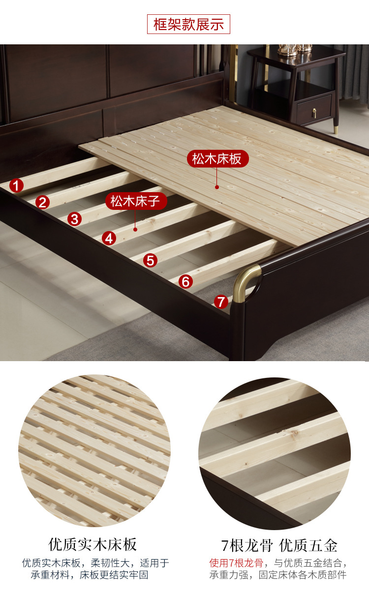 Bed bedroom solid wood furniture wholesale market 1.8 meters oak bed