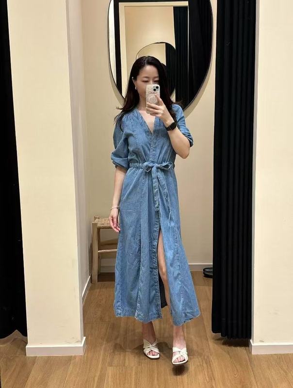 BA家法式V领裙法式可爱简约V领收腰抽绳系带收腰显瘦长款连衣裙女|undefined