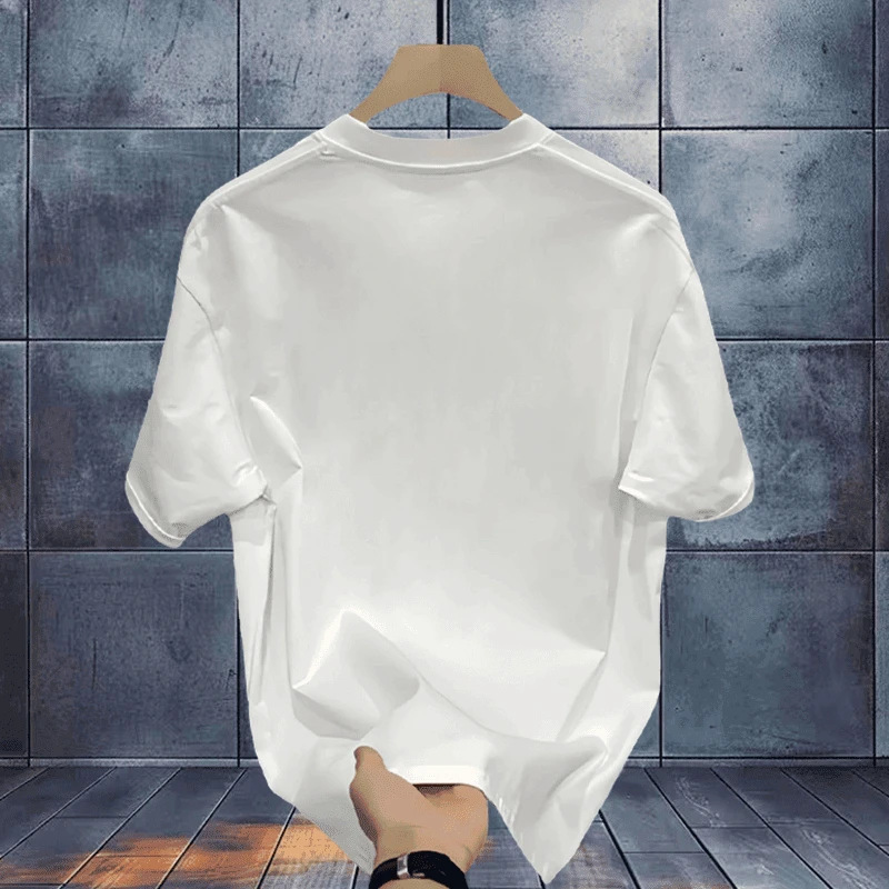 Men's Clothing Cotton T Shirt Short Sleeved Round Neck Loose Breathable Fashionable All Match Printed Trendy Tops_viptrois.com