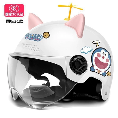 Motosiklet kaskı (dəbilqə) | men and women, new all-season men's - 3cdoraemon-white-pink-ears-windmill-white-mirror