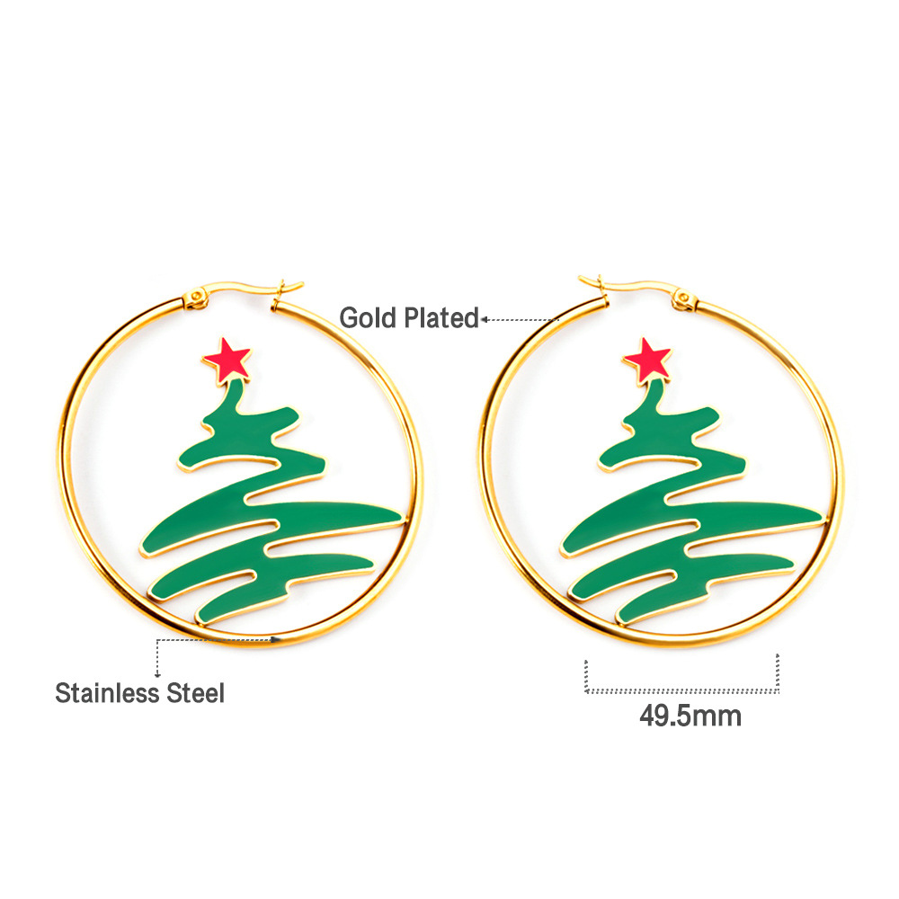 European and American Christmas Earrings, High-End Niche Light Luxury Earrings, Stainless Steel Christmas Tree Cross-Border Christmas Earrings
