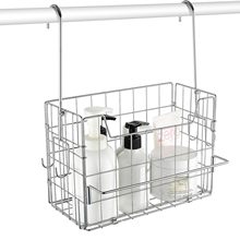 跨境可折叠浴室挂篮304不锈钢沐浴置物篮带挂钩毛巾架免打孔挂篮