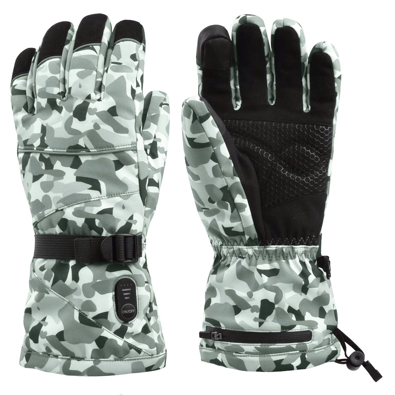 Fabricante personalizado camuflaje al aire libre esquí calentamiento guante caliente motocicleta pantalla táctil calefacción eléctrica unisex