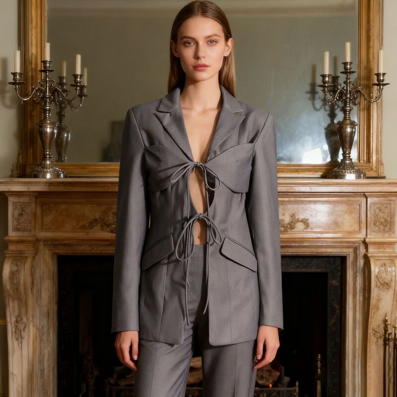 Australian Fashion Small Suit 2026 New Style Lace-Up Sexy Hollow-Out Irregular Splicing High-End Blazer for Women