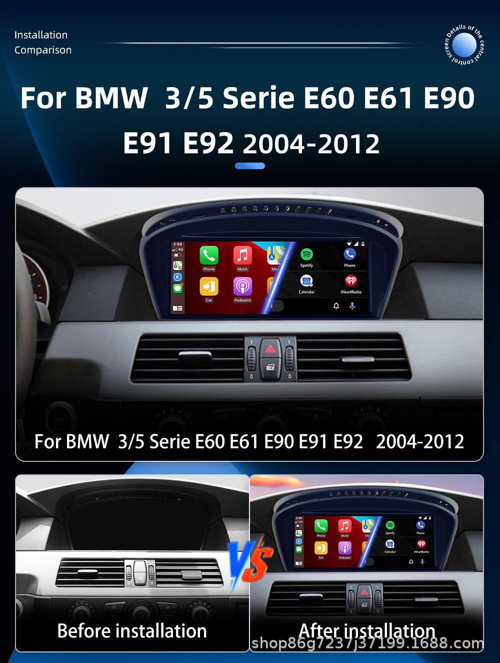 9.3inch Suitable for Bmw 5 Series E60 E90 Android Reversing Camera Car Navigation Gps All-In-One Device Carplay
