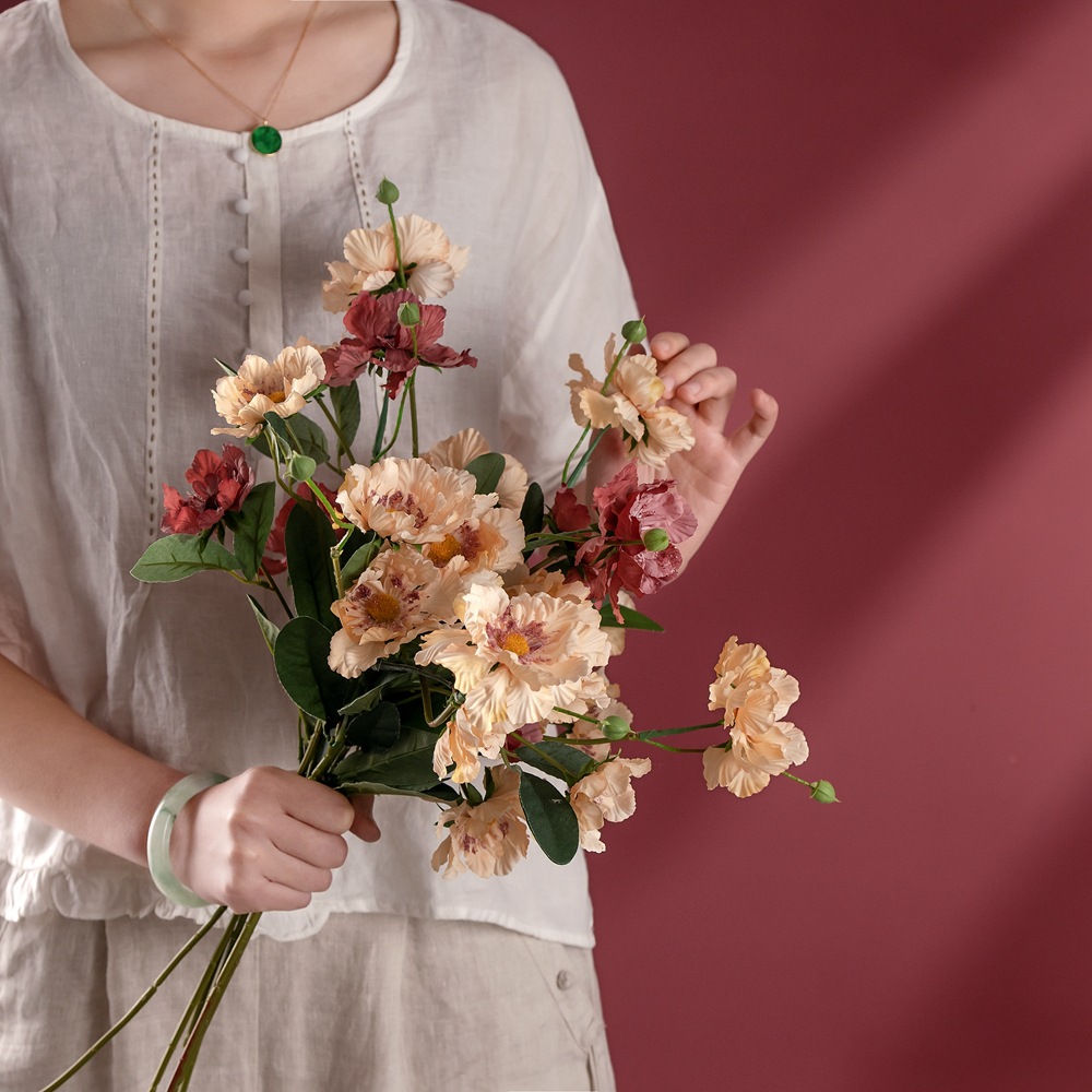 廠家單枝車輪花輪風菊INS仿真花家居裝飾跨境婚慶批發假花YC1064