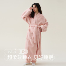 现货秋冬季新款珊瑚绒加厚美丽绒男女睡袍加长浴袍情侣睡衣