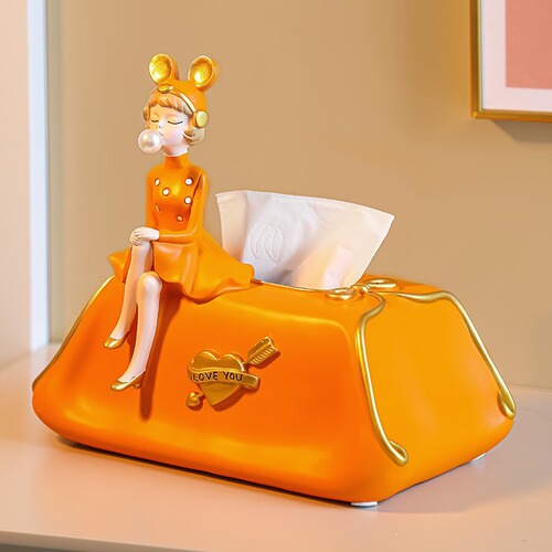 Nordic Light Luxury Creative Multifunctional Girl Tissue Box for Home Living Room Coffee Table Remote Control Desk Storage Shelf Accent