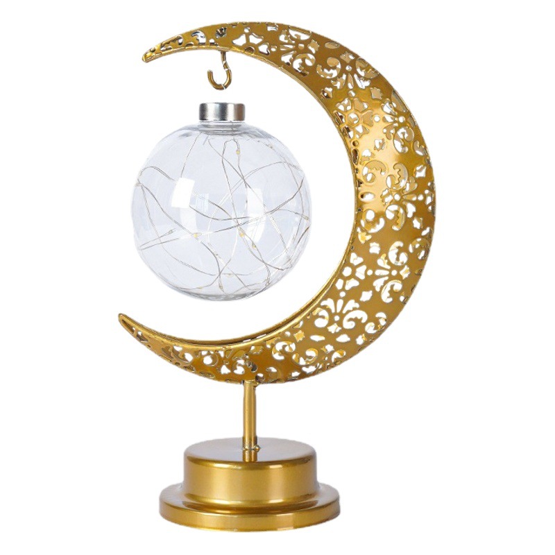 Transfronterizo LED de hierro lámpara de la luna lámpara de bola estilo musulmán Lámpara decorativa dormitorio lámpara de mesa de vacaciones atmósfera lámpara de modelado