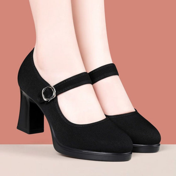 Old Beijing cloth shoes non-slip hotel work shoes for a long time not tired feet high heel thick heel comfortable soft bottom square dance shoes for women