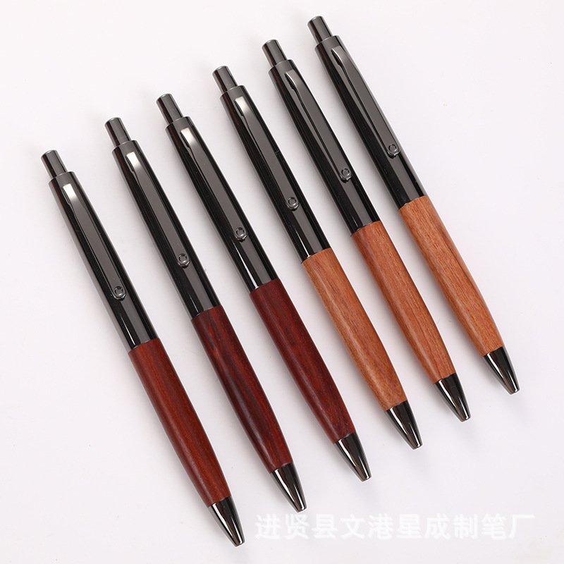 In-Stock Sandalwood Signature Pen Retractable Gel Pen Corporate Office Ballpoint Pen Conference Gift Pen Engraved Logo