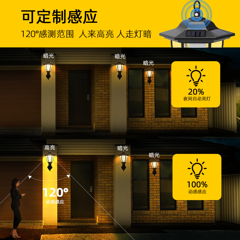 Lámpara solar al aire libre jardín lámpara hexagonal retro Palacio jardín césped paisaje iluminación puede hacer inducción