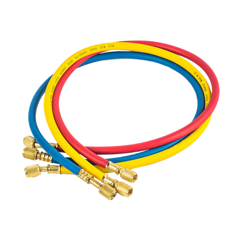 Tubo de flúor r22 Tubo tricolor R134a Tubo de llenado de refrigerante Tubo de llenado de refrigerante resistente a alta presión 410 Manguera de llenado de flúor