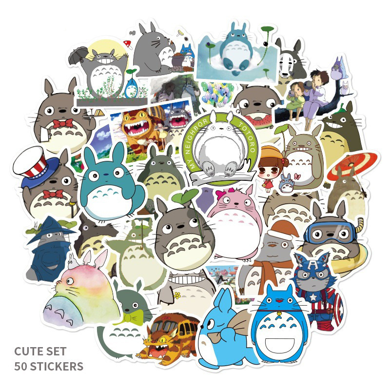 50-piece Totoro daily graffiti stickers waterproof removable trolley case stickers notebook stickers car stickers wholesale