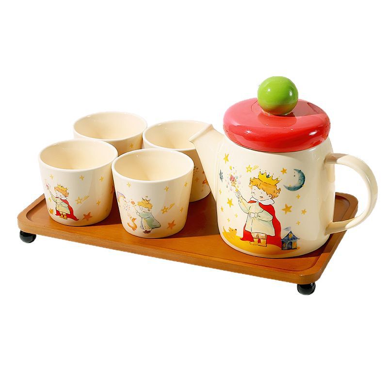 Juego de té de cerámica Principito de dibujos animados, regalo de mano, taza de casa nueva, taza de té de agua de alto valor creativo