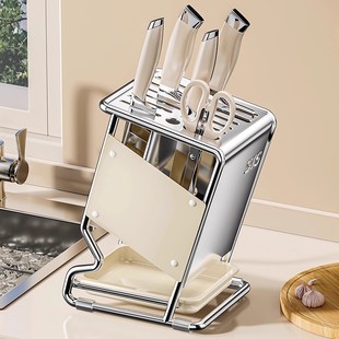 Stainless Steel Kitchen Knife Holder Storage Rack Countertop Multifunctional Chopsticks Knife Holder Kitchen Knife Storage Rack 2025 New Model