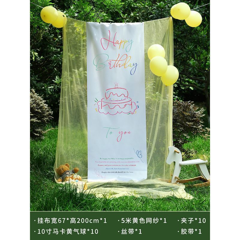 小红书同款户外生日场景装饰网纱背景挂布10岁男女孩拍照道具布置|undefined