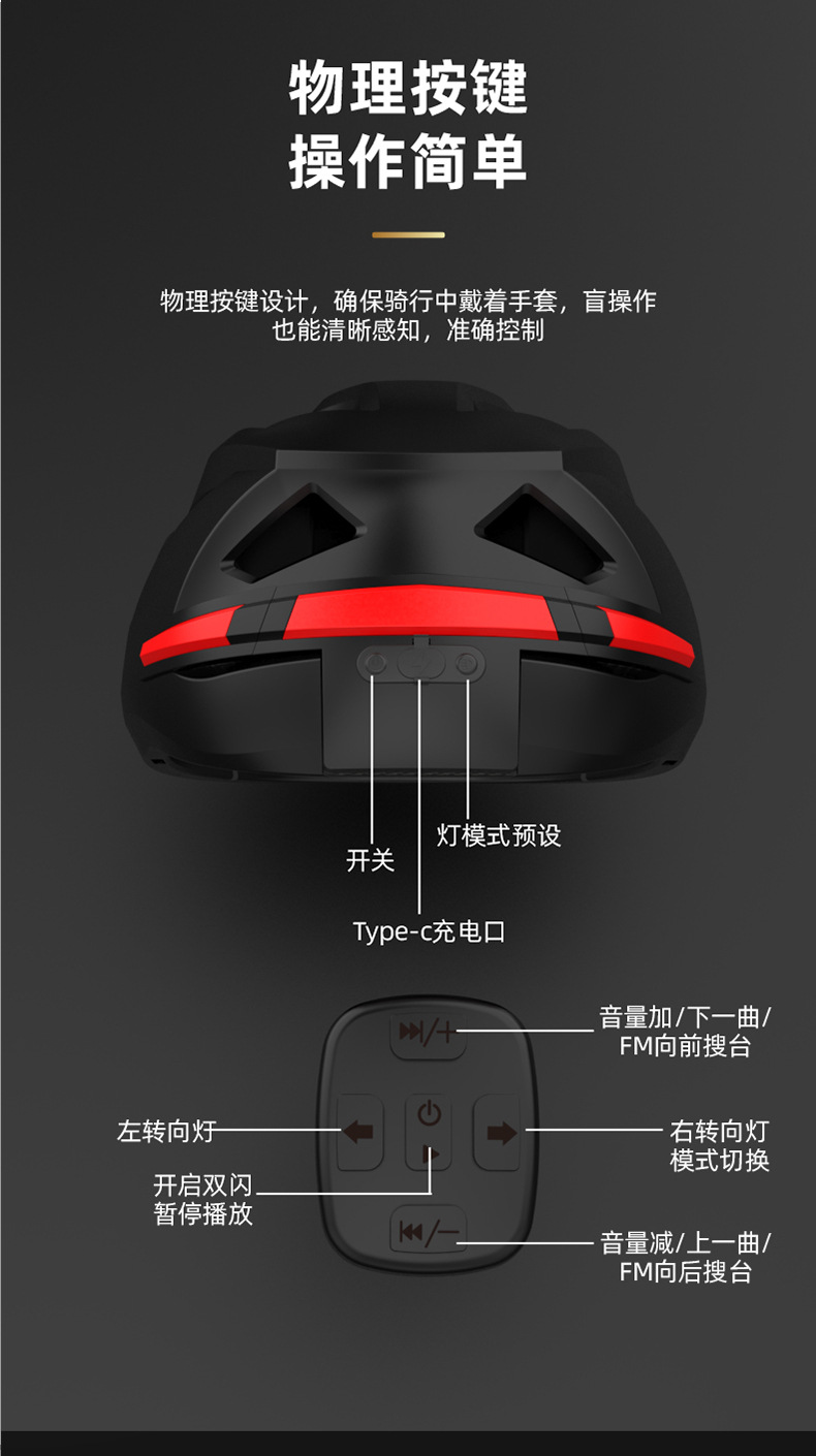 Cross-Border Motorcycle Bicycle Rider Riding Turn Signal Wireless Helmet Bluetooth Headset Waterproof Intercom Headset