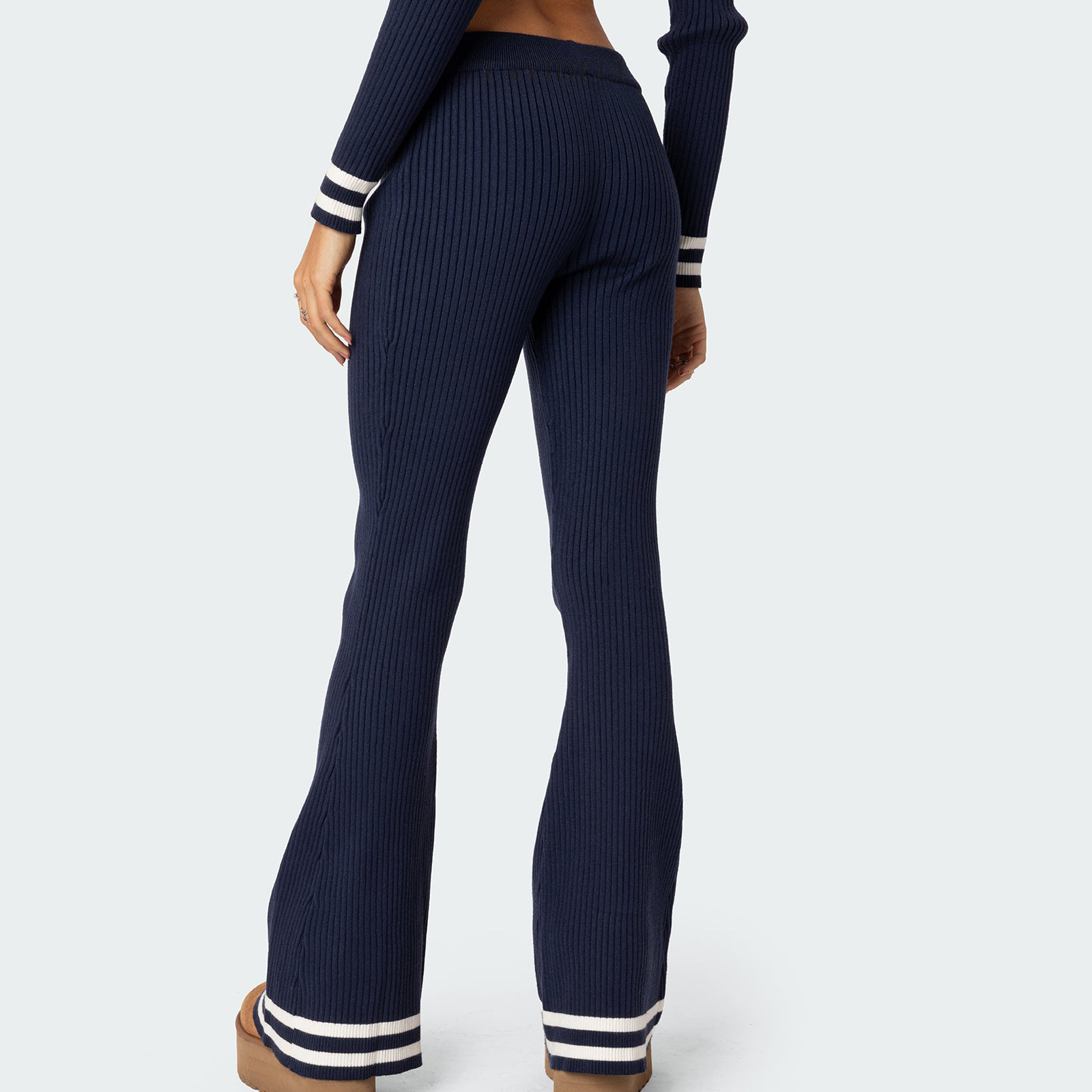 Damer Casual och mångsidig stand-up krage slim-fit topp + byxor casual tröja i två delar_voghion.com