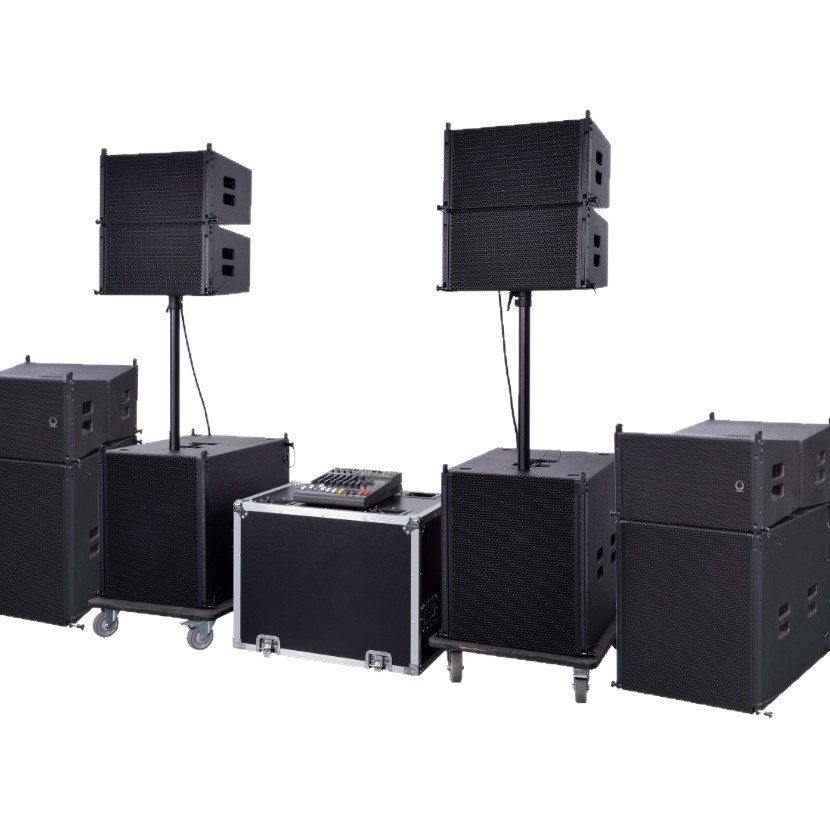 Sistema de sonido activo line array de 10 vías (4+2) para actuaciones móviles en exteriores.