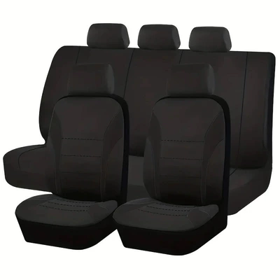 9-Piece Set, Cross-Border Exclusive Supply, Universal seat cover - black-5-seater-9-piece-set-general