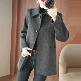 双面尼100%羊毛大衣女妈妈洋气高级感宽松全羊毛毛呢品质保暖外套