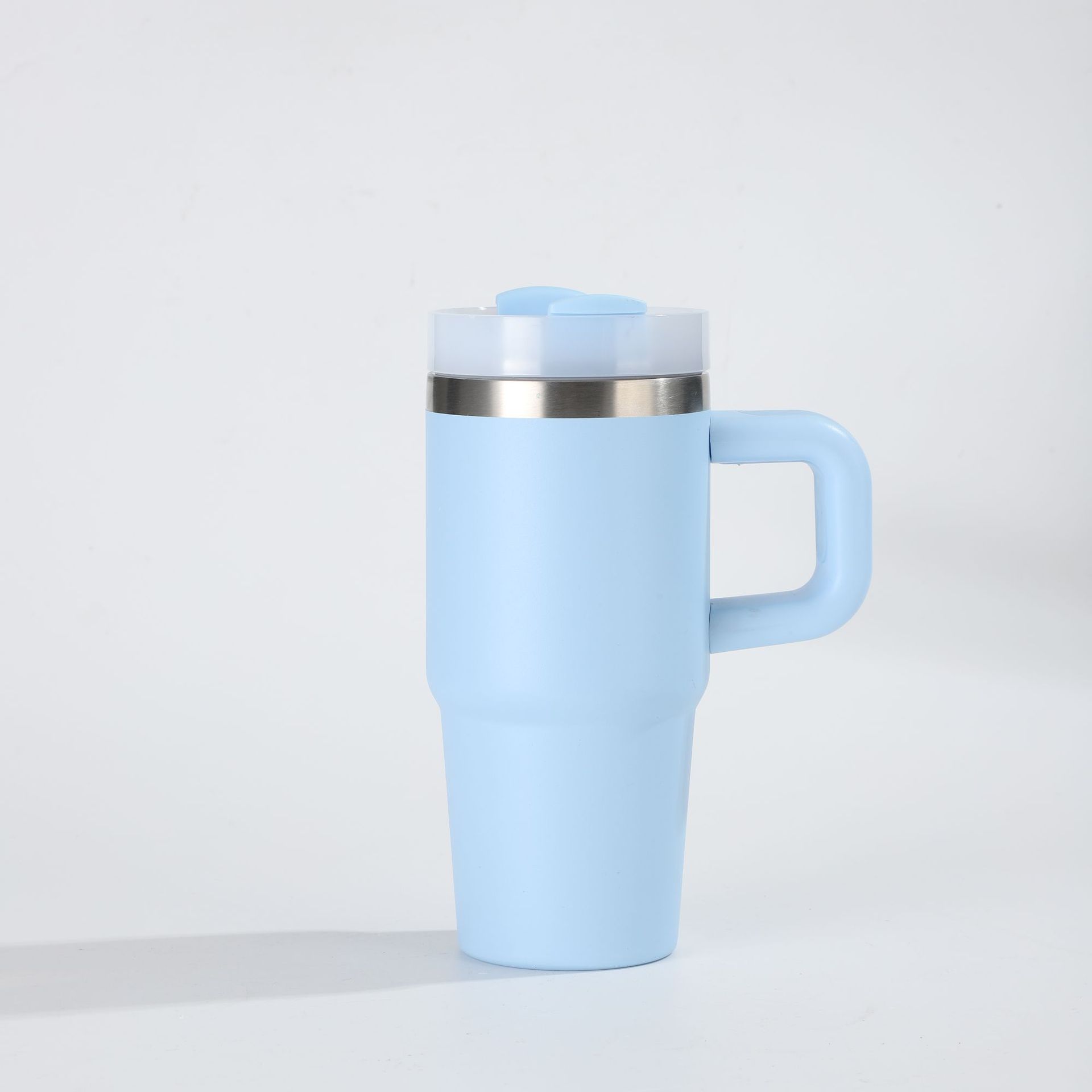 Isolierter Edelstahl Becher Fürs Auto Mit Henkel Und Strohhalm_voghion.com