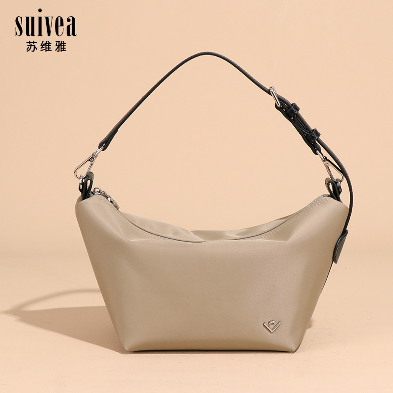 2025 New Lightweight Nylon Waterproof Wear-Resistant Slouchy Crescent Bag Crossbody Dumpling Bag For Commuting And Travel
