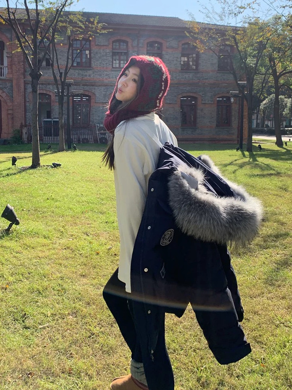 2025超大真毛领连帽工装派克服羽绒服女冬季加厚中长款外套高级感|undefined