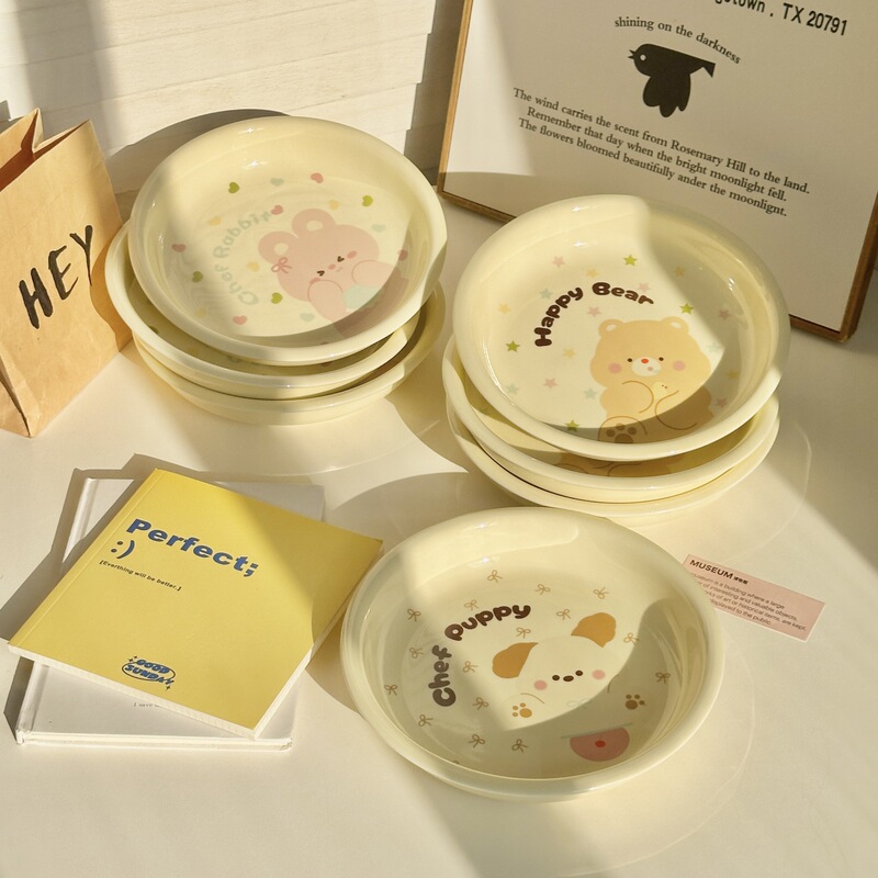 Cute and Good-Looking Dishes and Plates Set for Couples, Bowls, Chopsticks and Tableware, Household Cartoon Ceramic Tableware, Dishes and Plates