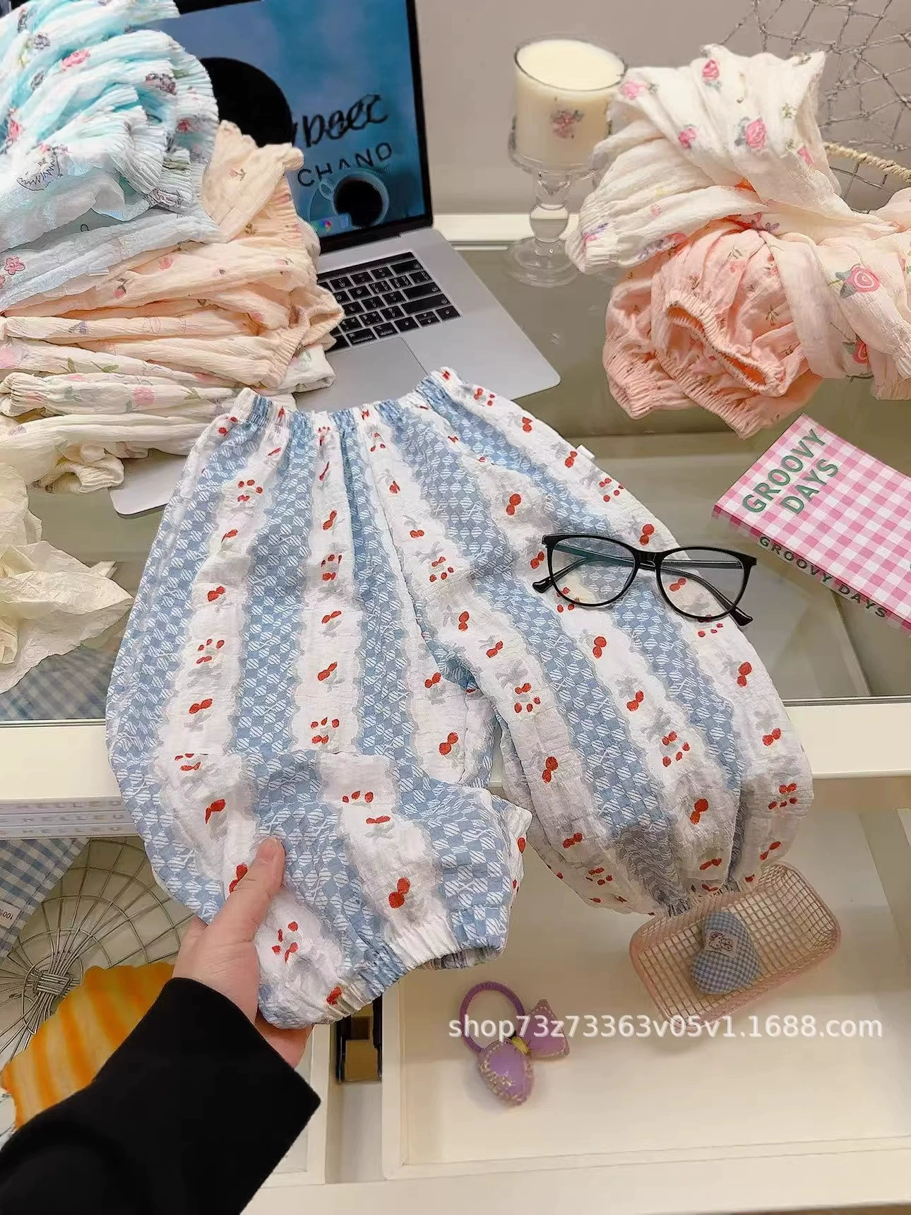 Trousers for men and women, thin small princess costume, cute mosquito repellent girl's, floral print