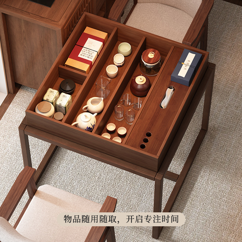 Mesa de té de madera sólida del balcón, nueva mesa cuadrada china, mesa casera simple, mesa de té cuadrada Zen casual