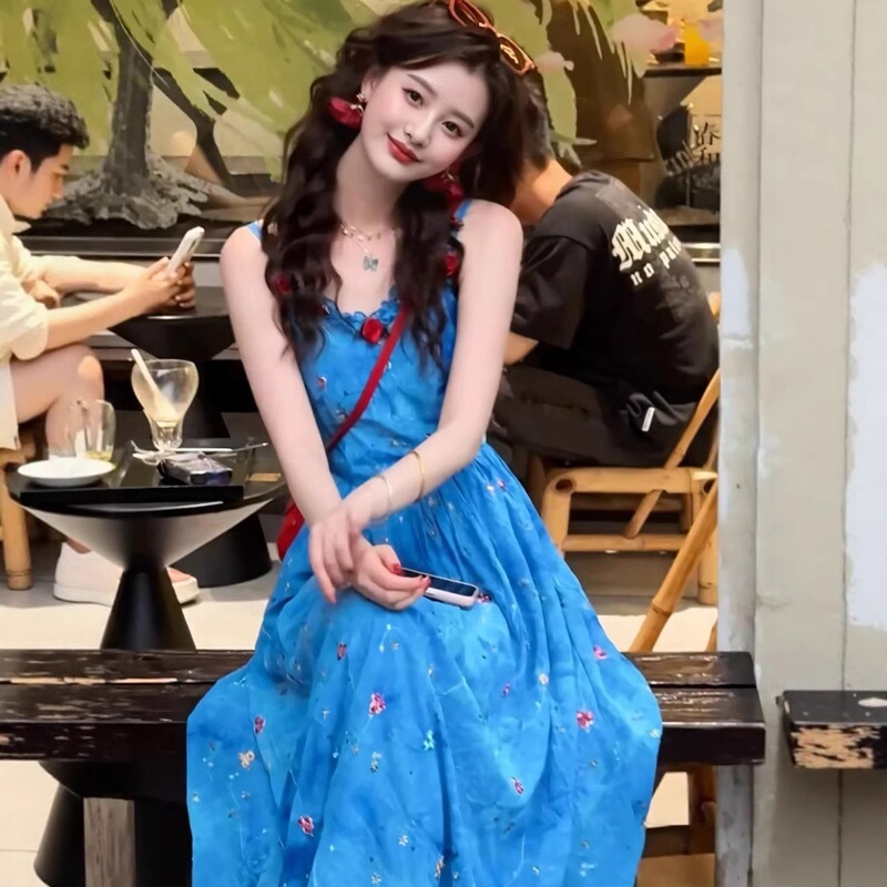 Vacation-Style Dopamine Dress for Women, 2026 New Summer Model, Stunning and Unique Korean-Style Beautiful Dress Vacation-Style Dopamine Dress for Women, 2026 New Summer Model, Stunning and Unique Korean-Style Beautiful Dress