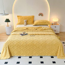 跨境外贸塔芙绒毛毯冬季加厚珊瑚绒提花毯子办公室午休毯北欧风