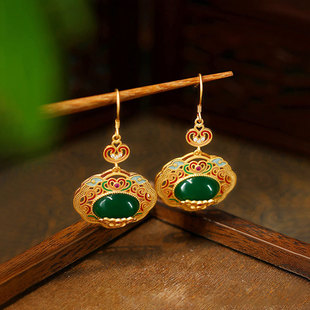 Original design long lasting filigree Fenghua Ruyi orchid lock bag pendant Ruyi earrings earrings for girlfriend