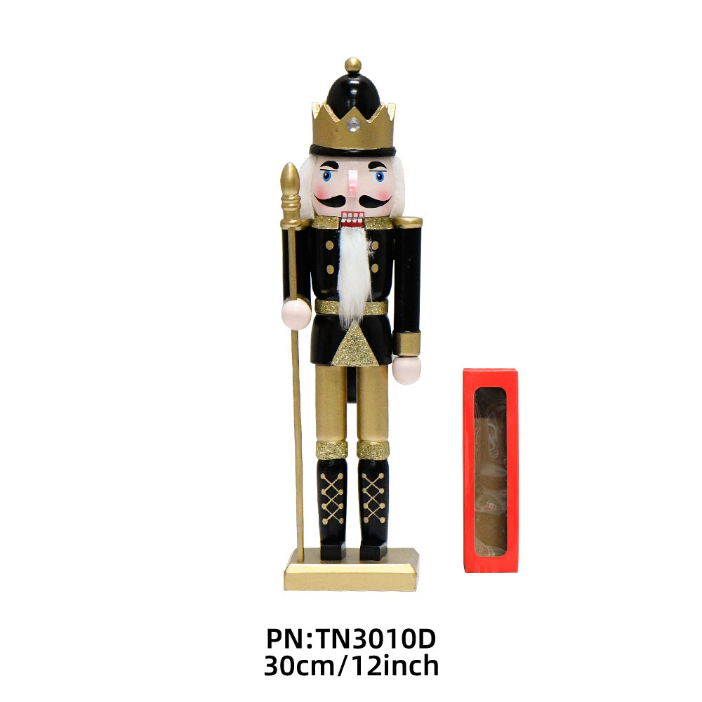 30CM hombre de madera transfronterizo negro dorado de alta calidad hacha de cabello negro batería cascanueces decoraciones de Navidad