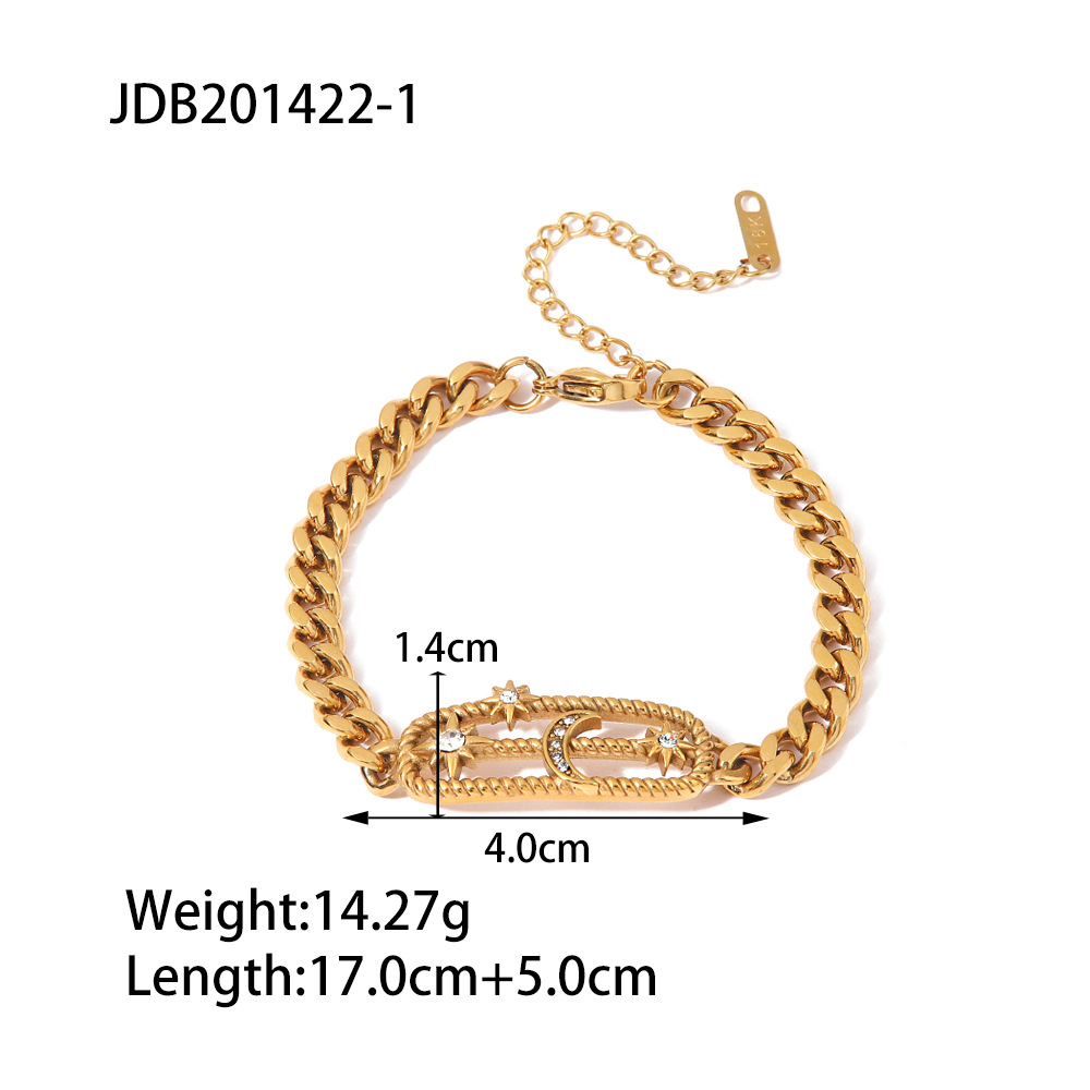 Fashion Moon Heart Shape Stainless Steel Plating Inlay Artificial Diamond Bracelets Necklace 1 Piece