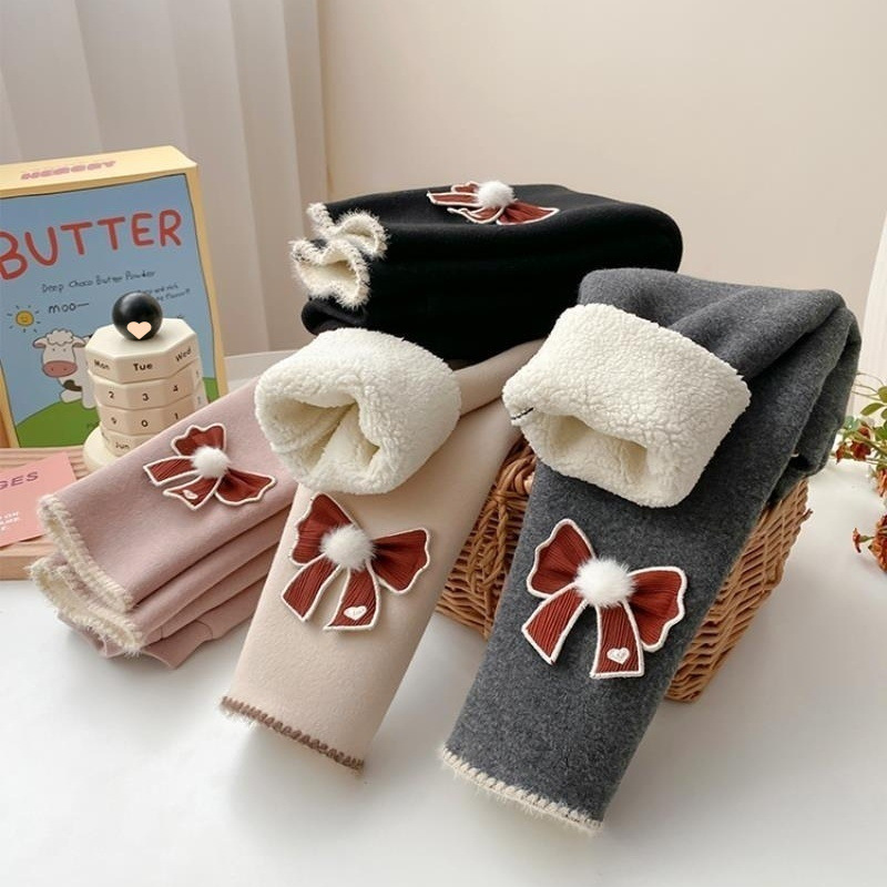 Baby Girl Leggings with Fleece, New Arrival Middle Child Korean Style Fashion Streetwear Autumn/Winter Children's One-Piece Fleece