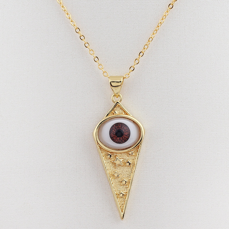 Retro Eye Rhombus Copper Necklace Inlaid Resin Copper Necklaces