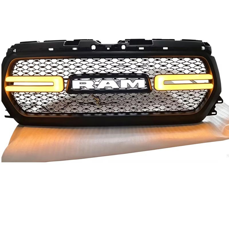 Suitable for 2019-2021 Dodge Ram RAM1500 with illuminated grille, flowing turn signal lights, and front face illuminated logo