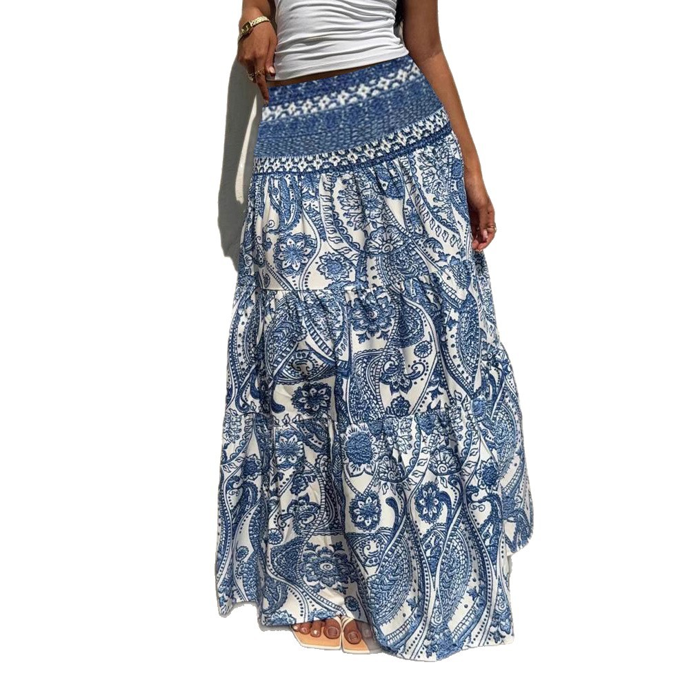 European And American Cross-border Foreign Trade Women's Clothing, New Holiday Casual Bohemian Style Printed Long_ecoleips.com