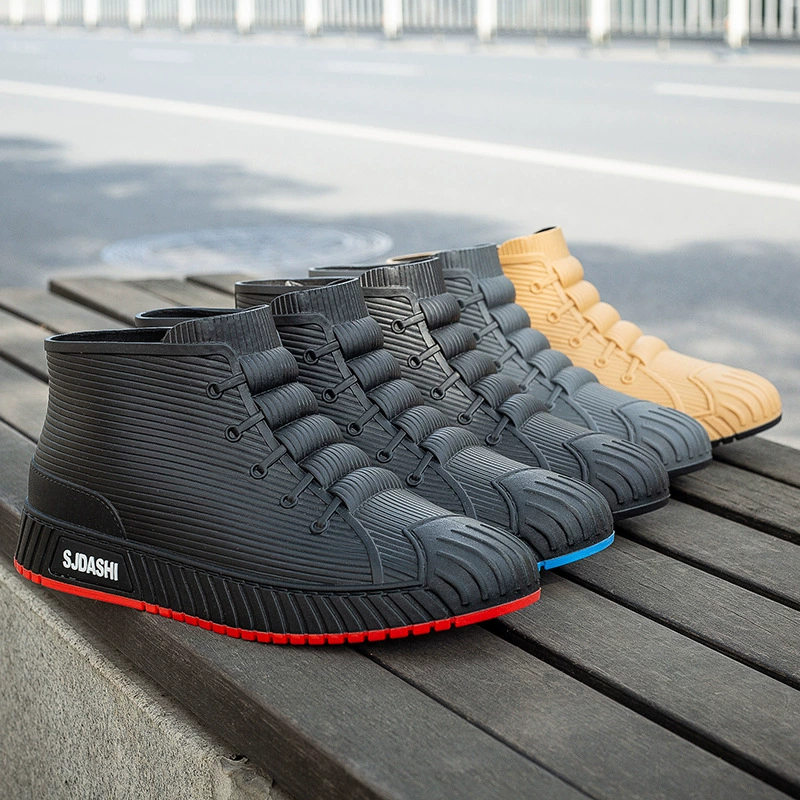 Новая непромокаемая обувь, мужские резиновые сапоги, короткая трубка, Студенческая Мода, резиновая обувь для взрослых, рабочая Нескользящая верхняя одежда, оптом, водные сапоги, внешняя торговля