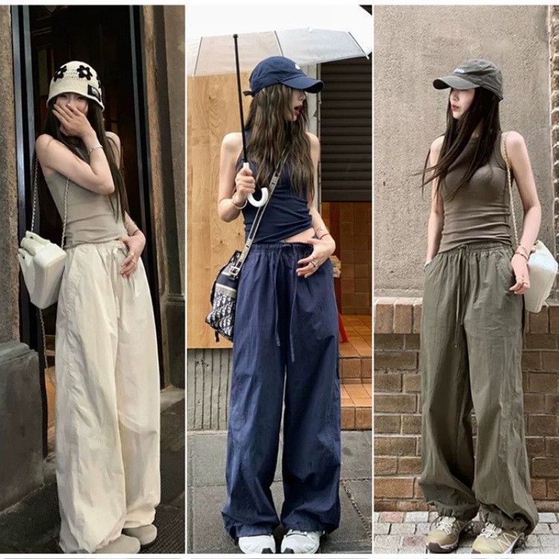 アメリカンレトロなスリムフィットホットガールベスト女性用、レイジーハイウエストカジュアルファッションルーズワークウェア2点セット|undefined