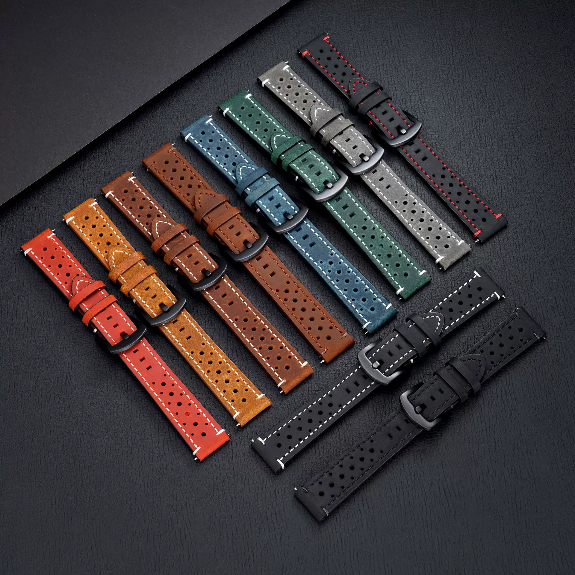 新款复古花孔疯马皮手表表带适用配件iwatch苹果手表AppleWatch