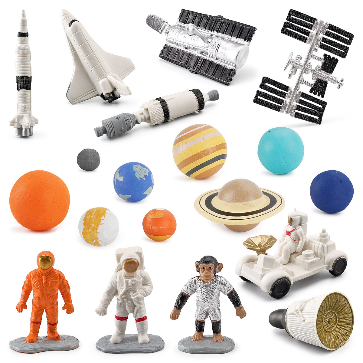 La simulación educativa de los niños satélite cohete cápsula universo nueve planetas adornos aeroespacial modelo espacial conjunto de 19 piezas
