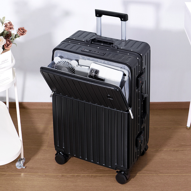 New Multifunctional Front Opening Luggage Suitcase Large Capacity 28 Inch Travel Trolley Case Men's And Women's 20 Inch With Combination Lock_voghion.com
